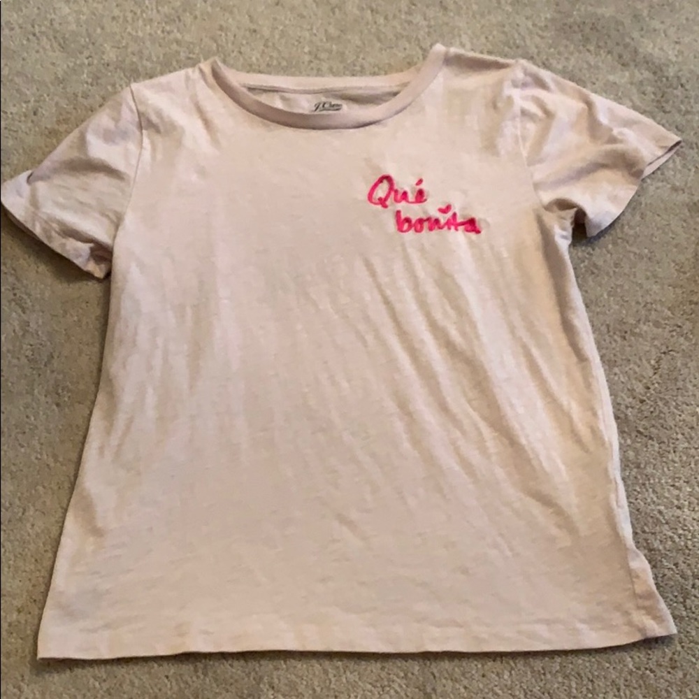 J. Crew Light pink Que Bonita tee
